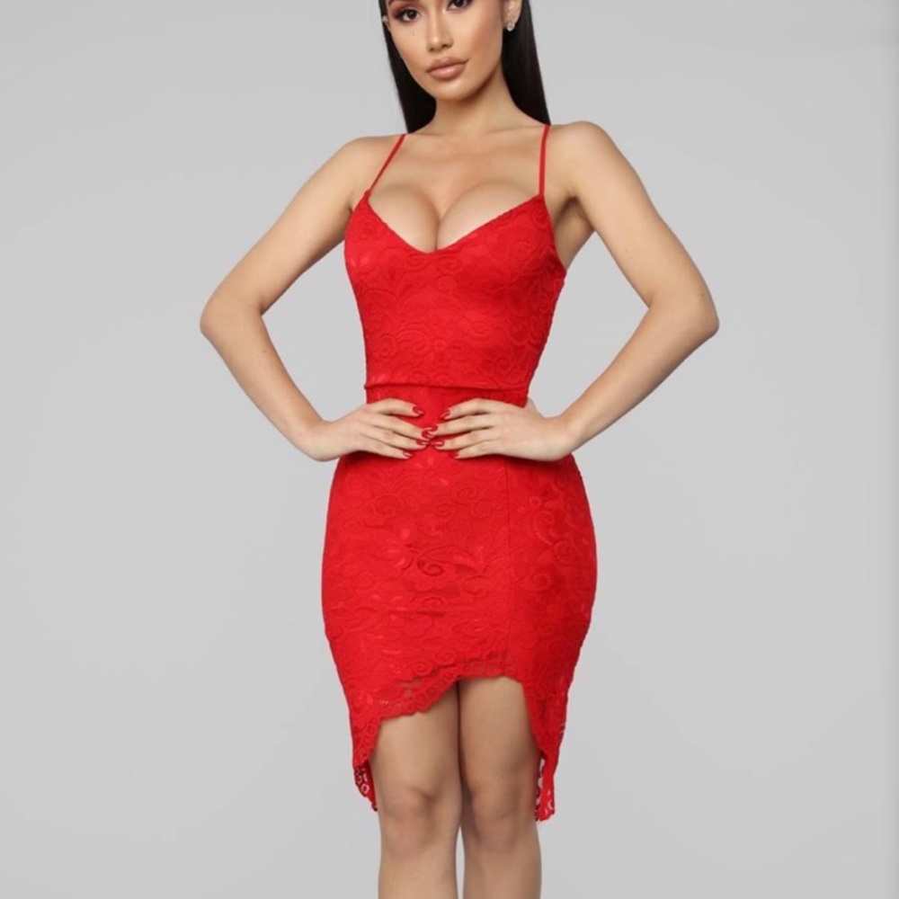 Fashion Nova Little Red Lace Dress